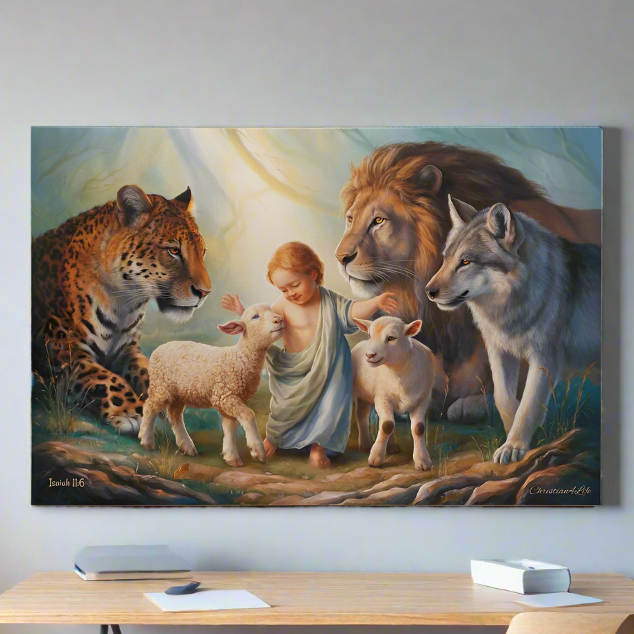Kingdom Gallery Wrapped Christian Wall Art Canvas Isaiah 11:6 - Canvas