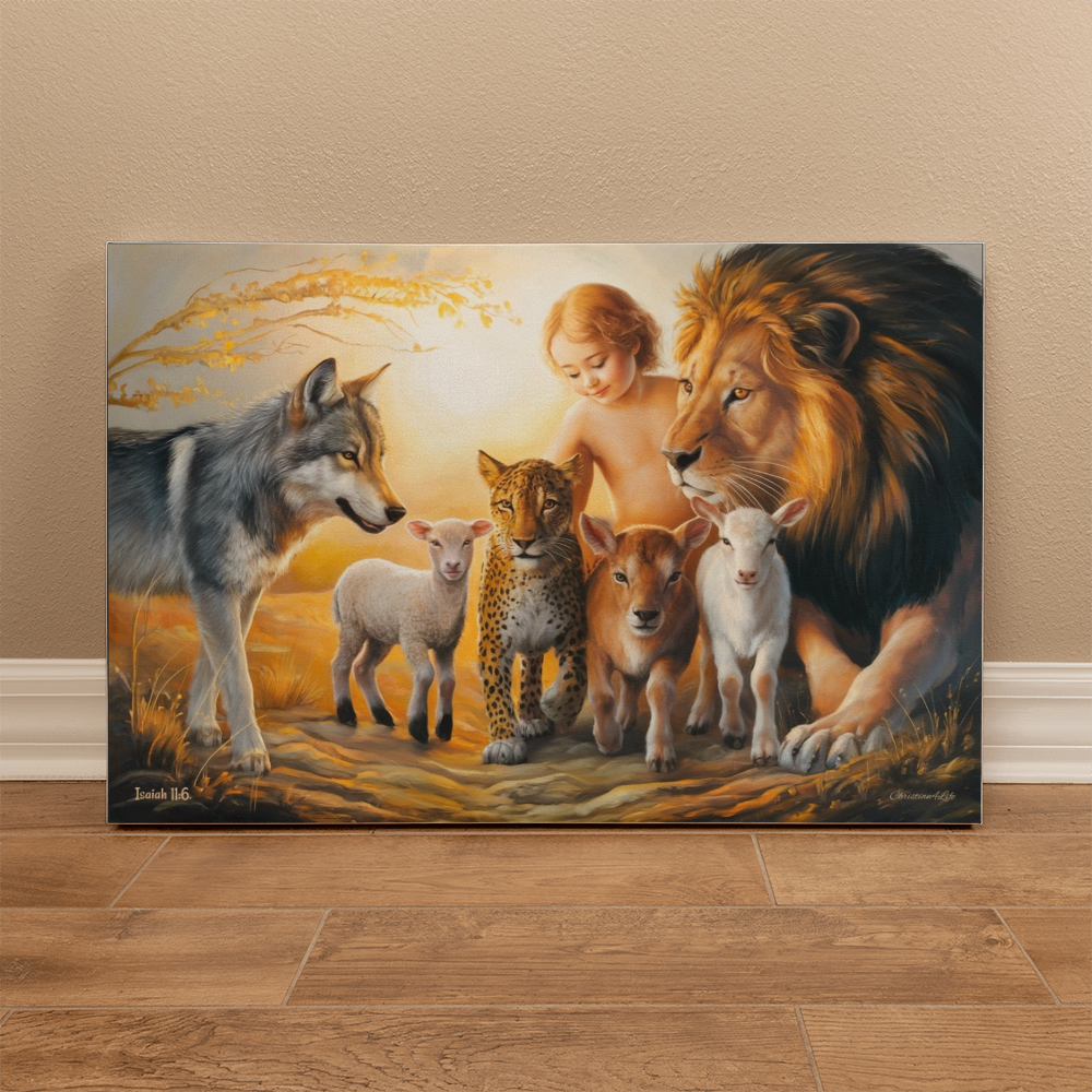 Kingdom To Come Isaiah 11:6 Gallery Wrapped Christian Wall Art Canvas - Canvas