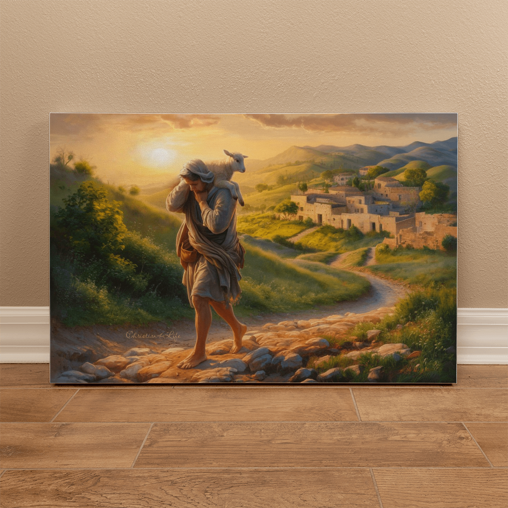 The Good Shepherd Saves Sheep - Gallery Wrapped Christian Wall Art Canvas - Canvas