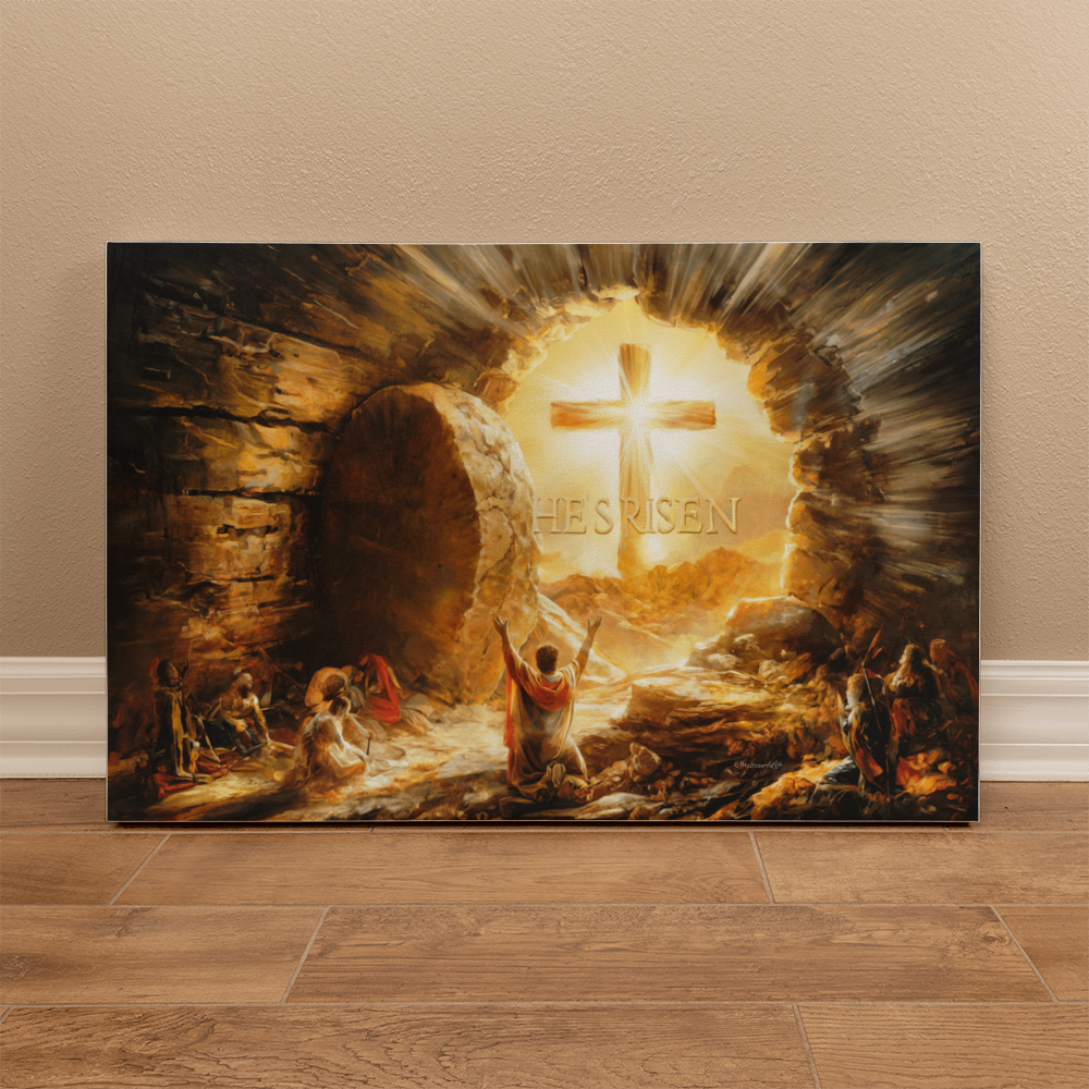 He Is Risen - Gallery Wrapped Canvas - Jesus Resurrection Christian Easter Wall Art - Canvas