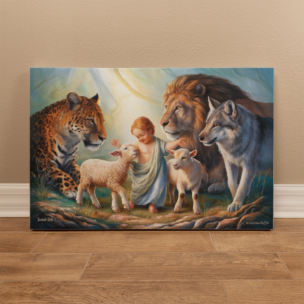 Kingdom Gallery Wrapped Christian Wall Art Canvas Isaiah 11:6 - Canvas
