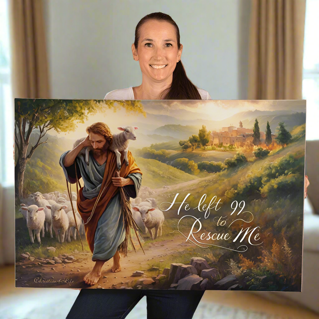 ’He Left 99 To Rescue Me’ Gallery Wrapped Christian Wall Art Canvas - Canvas