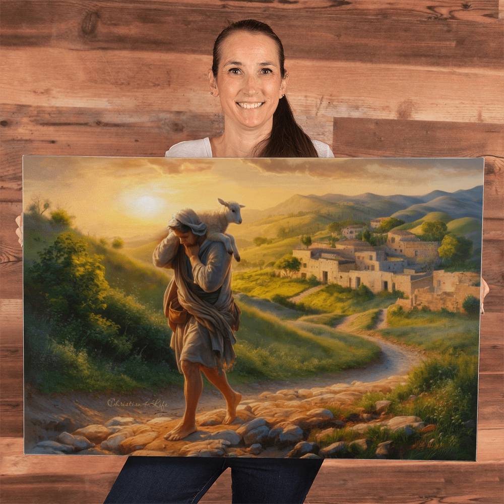 The Good Shepherd Saves Sheep - Gallery Wrapped Christian Wall Art Canvas - Canvas
