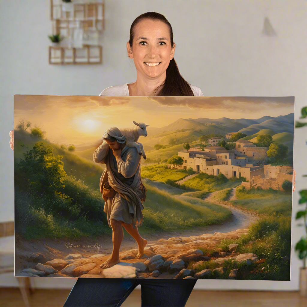 The Good Shepherd Saves Sheep - Gallery Wrapped Christian Wall Art Canvas - Canvas
