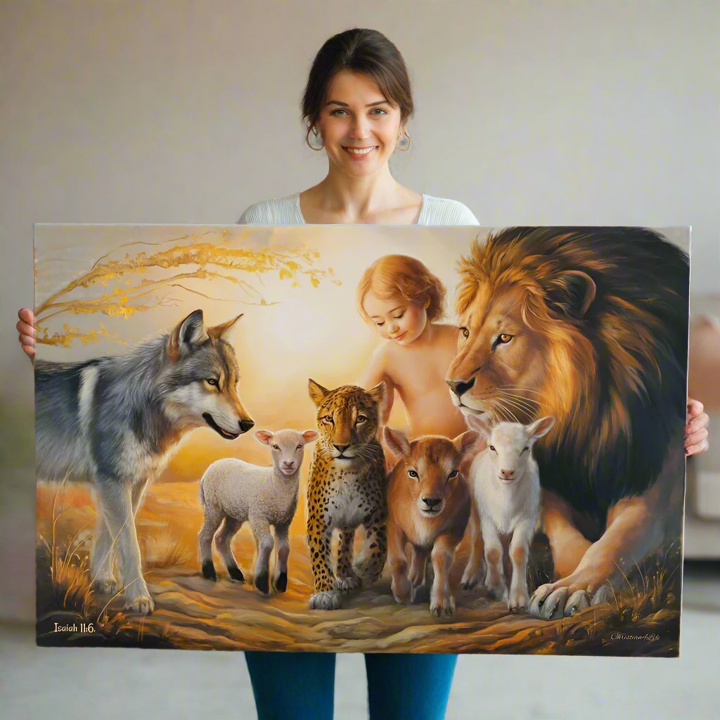 Kingdom To Come Isaiah 11:6 Gallery Wrapped Christian Wall Art Canvas - Canvas
