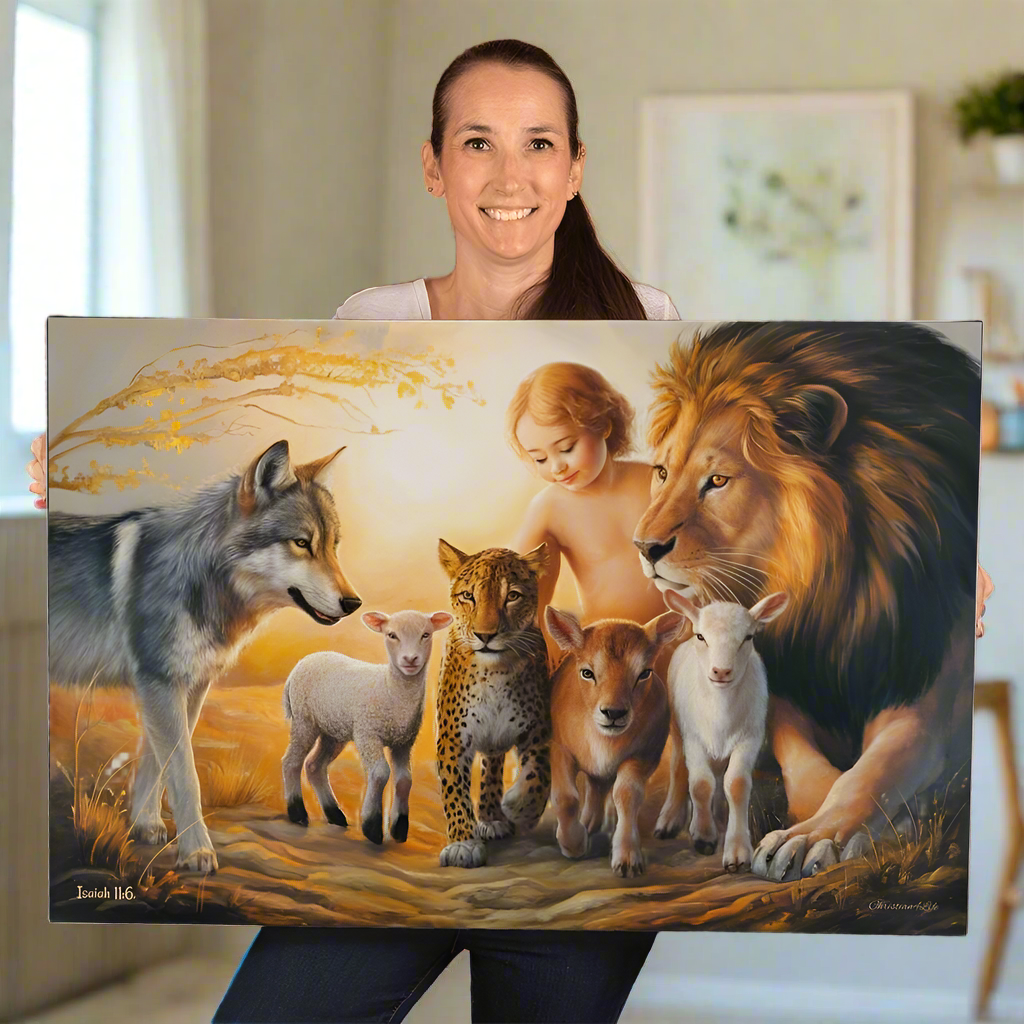 Kingdom To Come Isaiah 11:6 Gallery Wrapped Christian Wall Art Canvas - Canvas