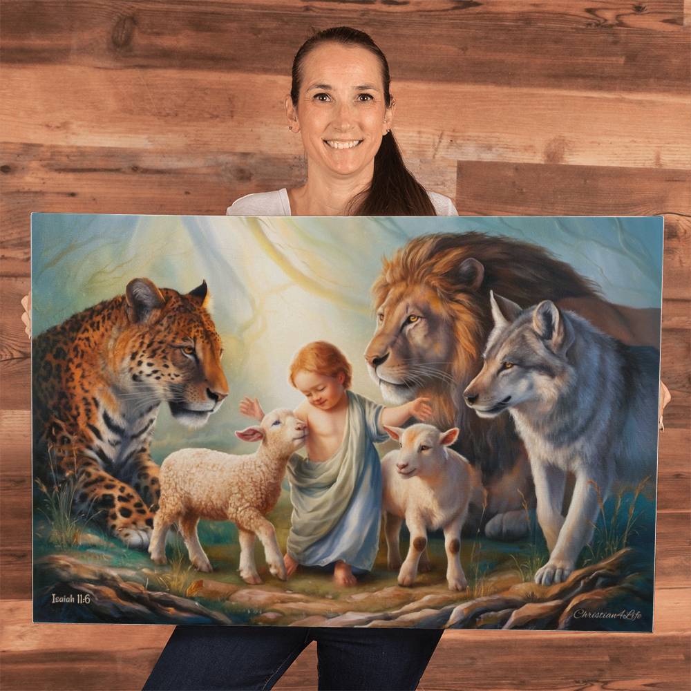 Kingdom Gallery Wrapped Christian Wall Art Canvas Isaiah 11:6 - Canvas