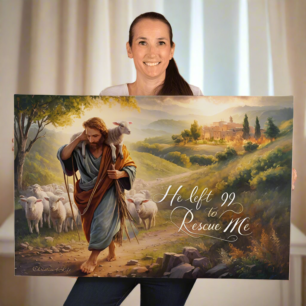 ’He Left 99 To Rescue Me’ Gallery Wrapped Christian Wall Art Canvas - Canvas