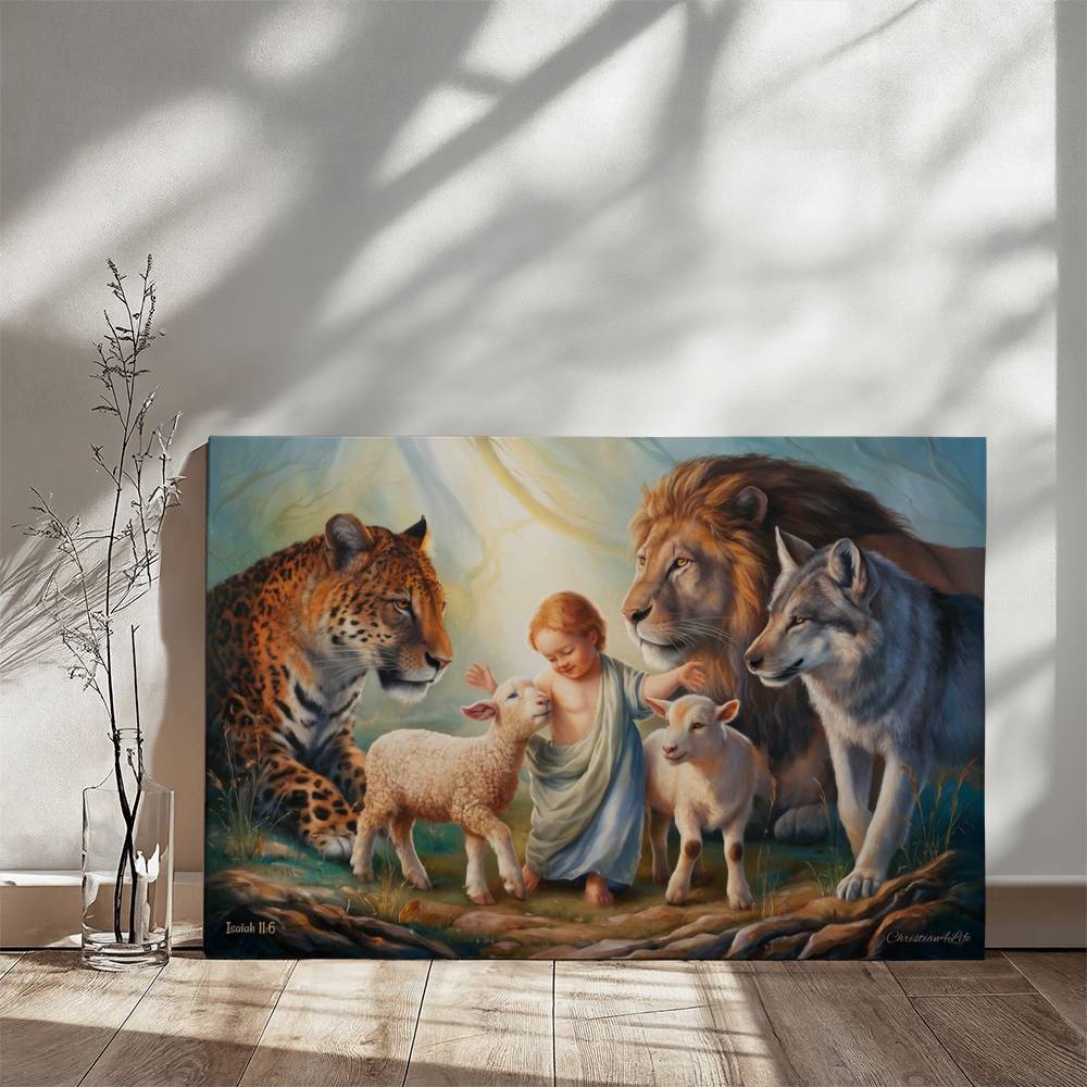Kingdom Gallery Wrapped Christian Wall Art Canvas Isaiah 11:6 - Canvas