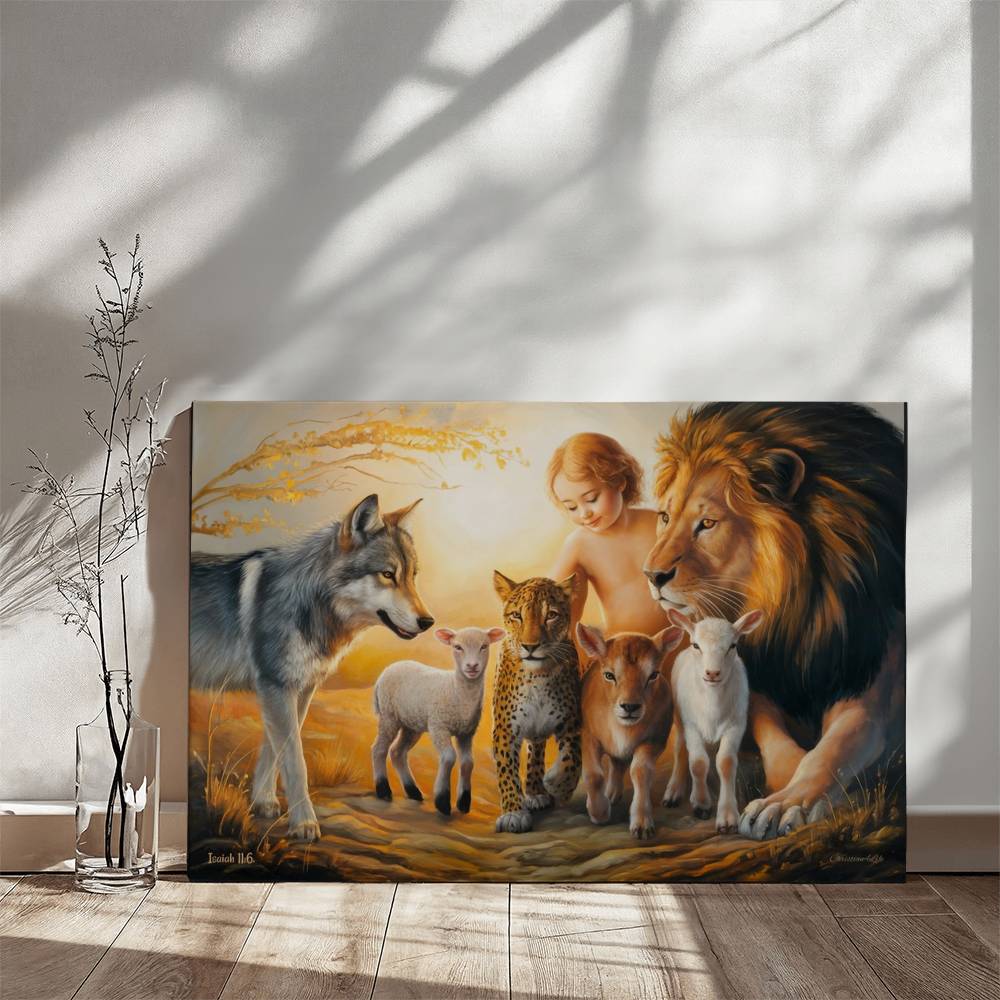 Kingdom To Come Isaiah 11:6 Gallery Wrapped Christian Wall Art Canvas - Canvas