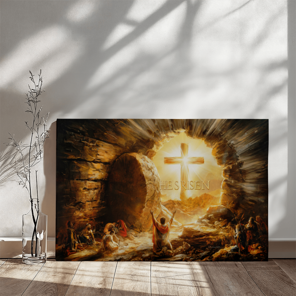 He Is Risen - Gallery Wrapped Canvas - Jesus Resurrection Christian Easter Wall Art - Canvas