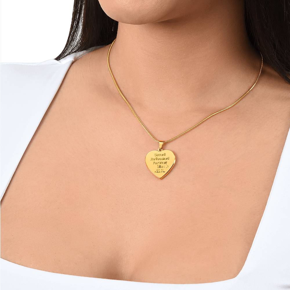 Saved Redeemed Engraved Heart Necklace (optional personalized message) - Jewelry