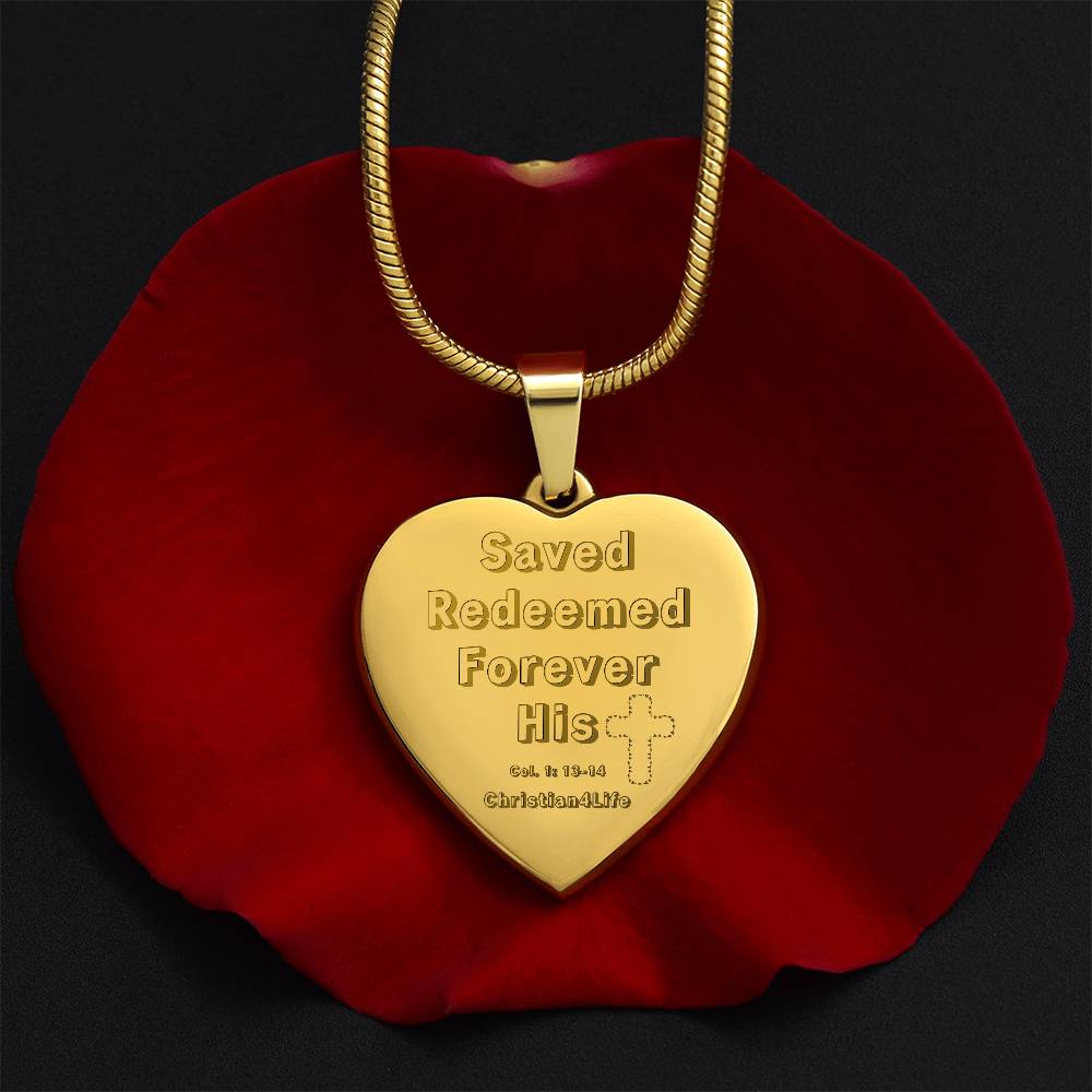 Saved Redeemed Engraved Heart Necklace (optional personalized message) - Jewelry