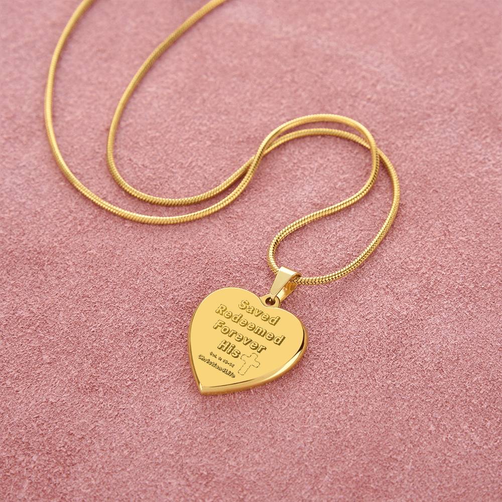 Saved Redeemed Engraved Heart Necklace (optional personalized message) - Jewelry