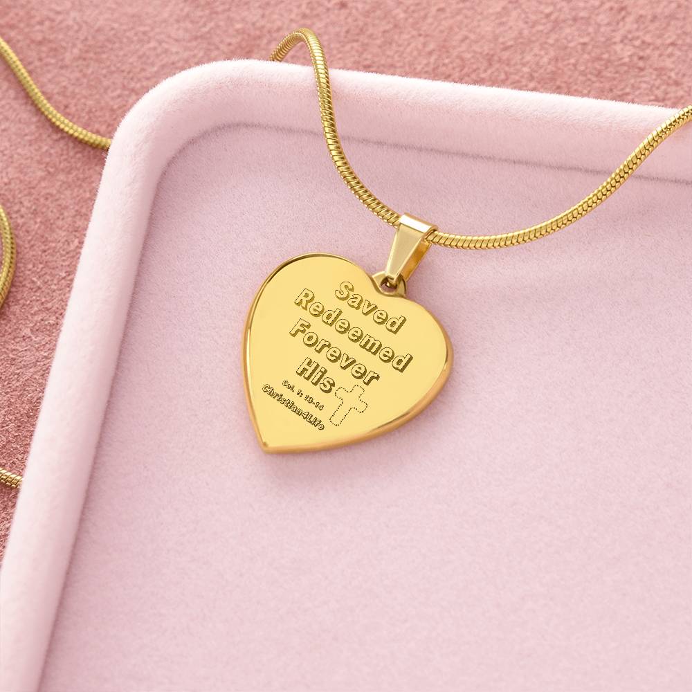 Saved Redeemed Engraved Heart Necklace (optional personalized message) - Jewelry