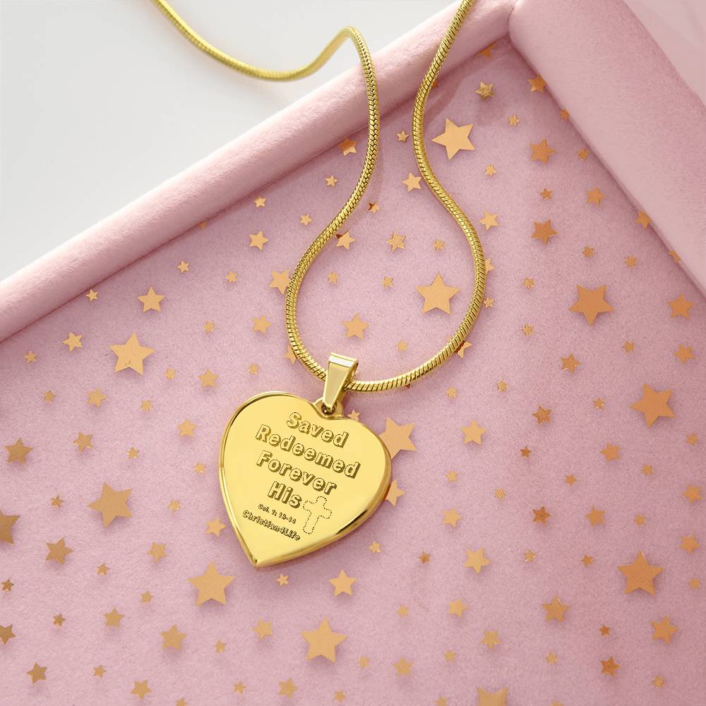 Saved Redeemed Engraved Heart Necklace (optional personalized message) - Jewelry