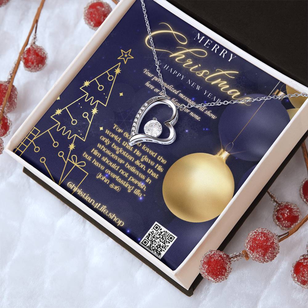 Forever Love Necklace with Christmas insert and optional custom message - Jewelry