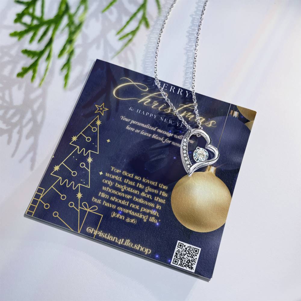 Forever Love Necklace with Christmas insert and optional custom message - Jewelry