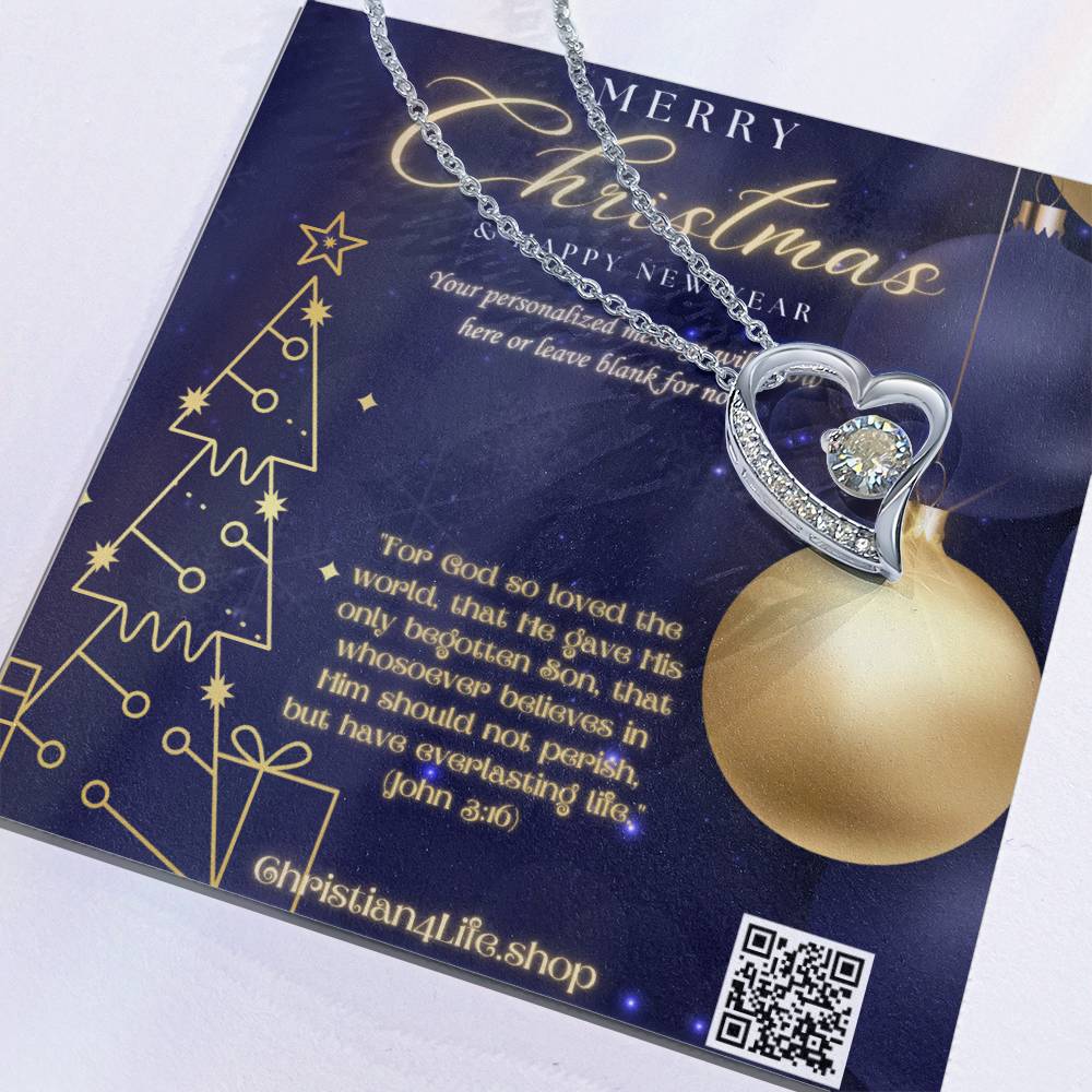Forever Love Necklace with Christmas insert and optional custom message - Jewelry