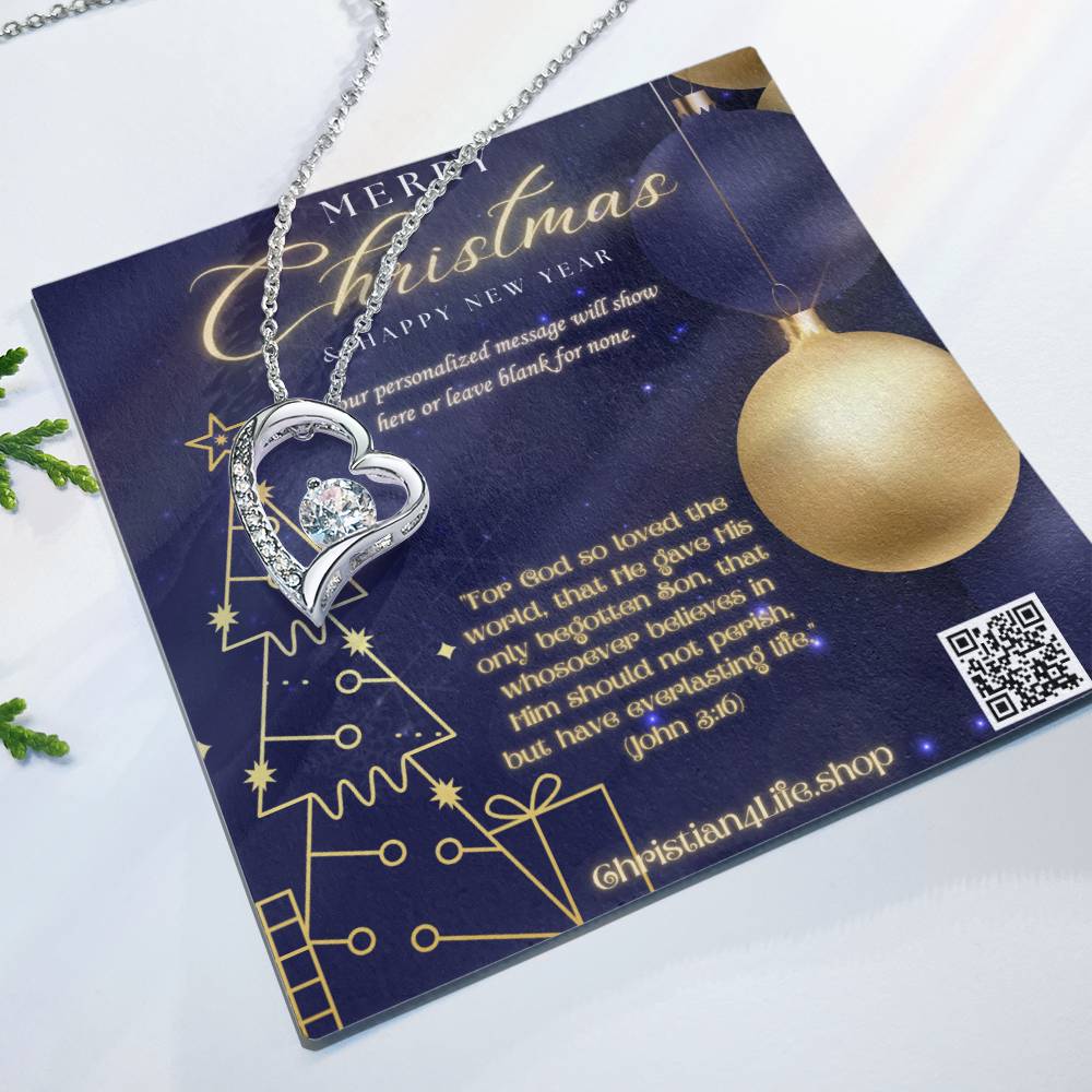 Forever Love Necklace with Christmas insert and optional custom message - Jewelry