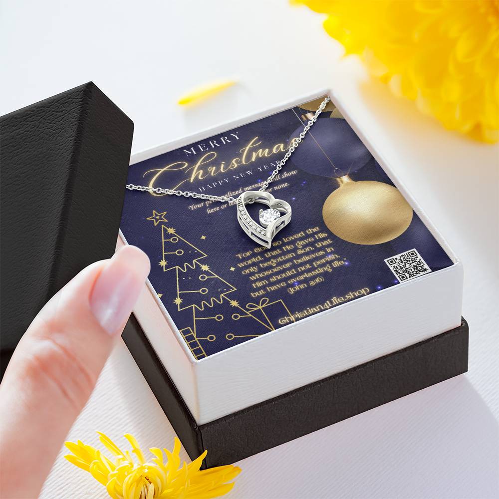 Forever Love Necklace with Christmas insert and optional custom message - Jewelry