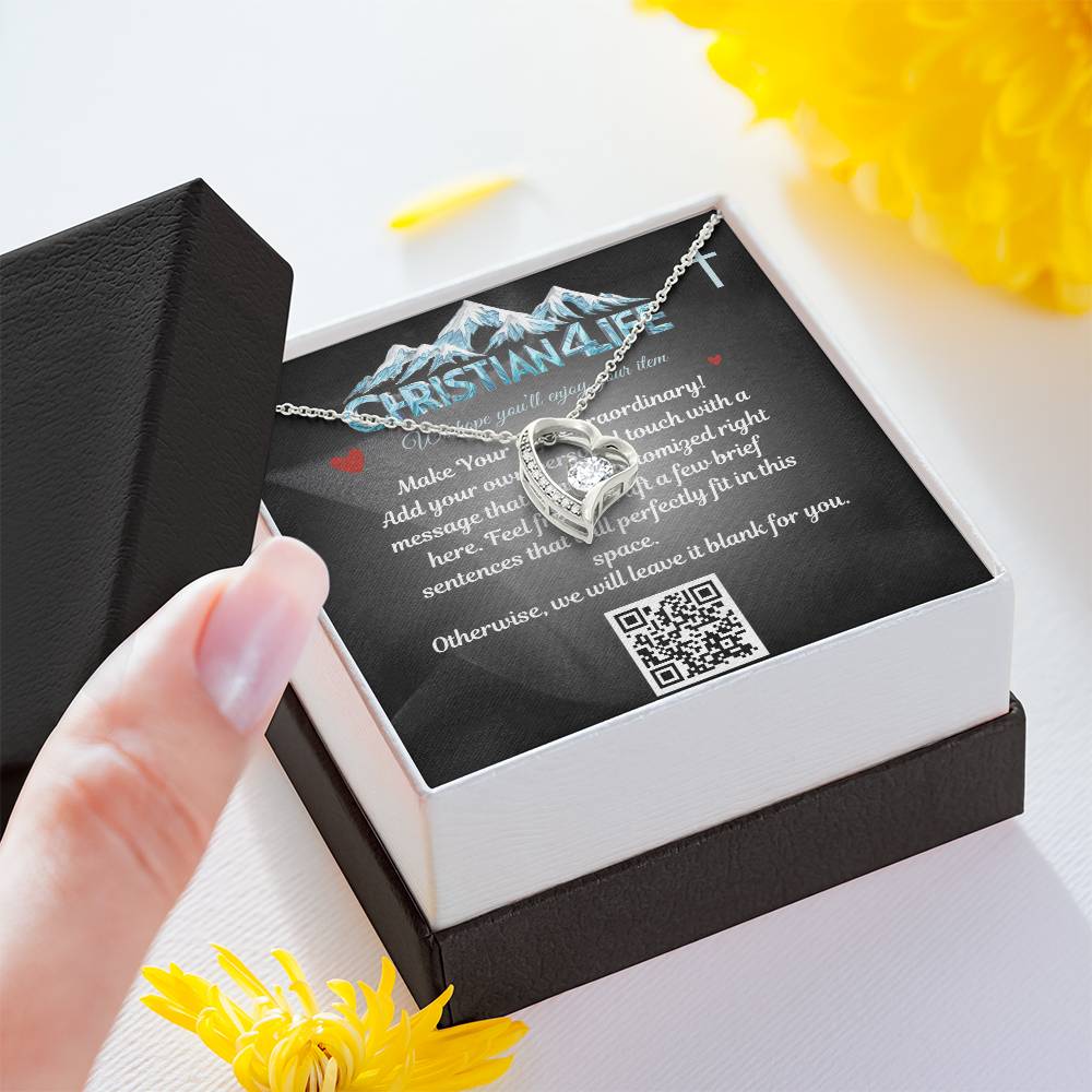 Forever Love Heart Necklace with Personalized Message Card (black) - Jewelry
