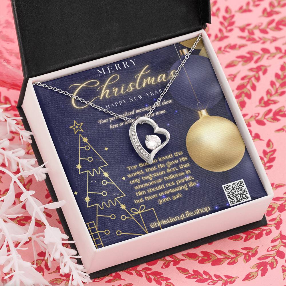 Forever Love Necklace with Christmas insert and optional custom message - Jewelry
