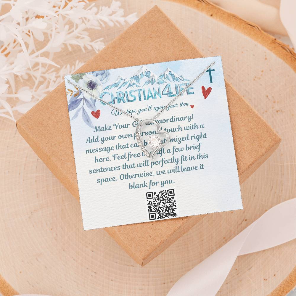 Forever Love Heart Necklace with Personalized Message Card - Jewelry