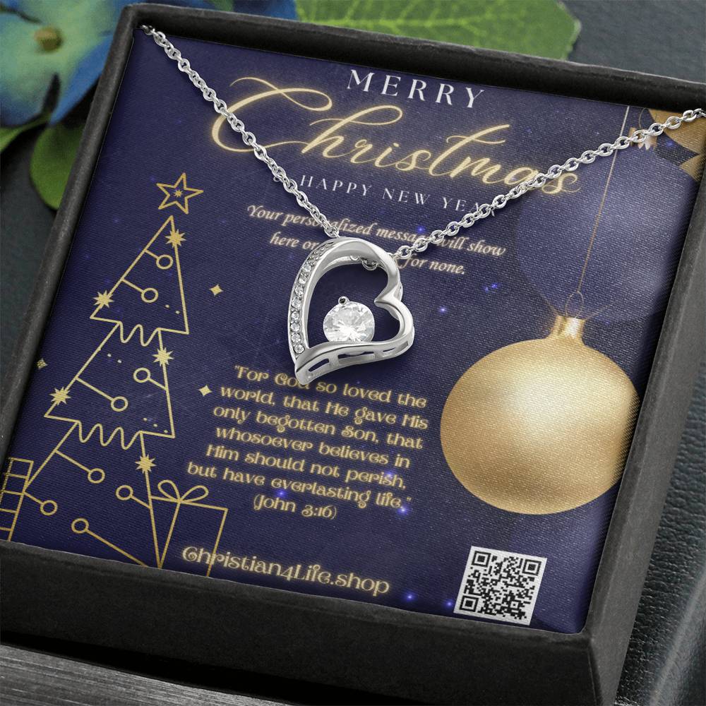 Forever Love Necklace with Christmas insert and optional custom message - Jewelry