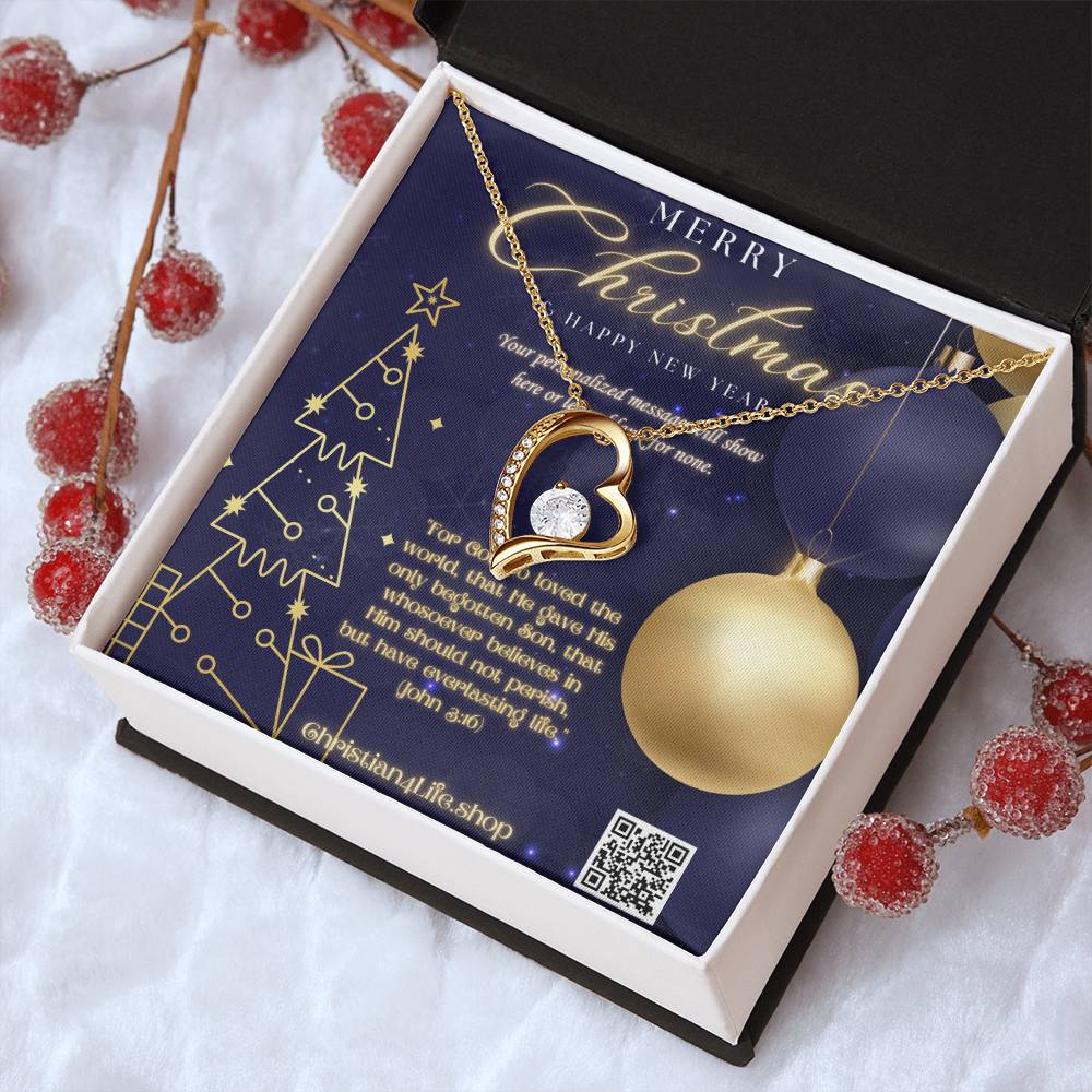 Forever Love Necklace with Christmas insert and optional custom message - Jewelry