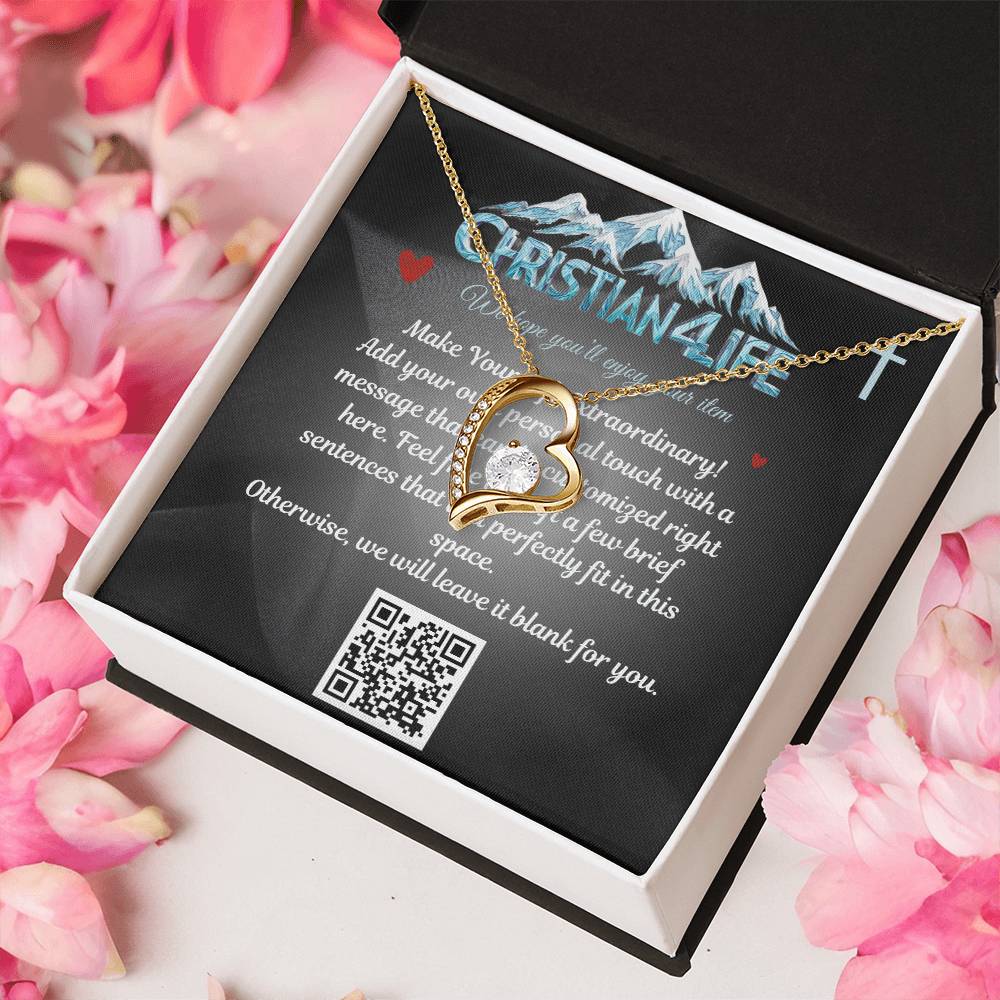 Forever Love Heart Necklace with Personalized Message Card (black) - Jewelry