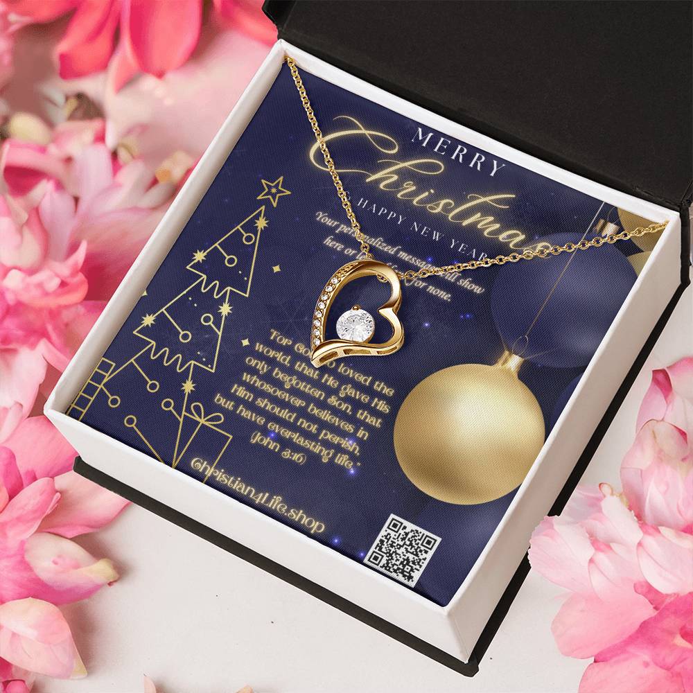 Forever Love Necklace with Christmas insert and optional custom message - Jewelry