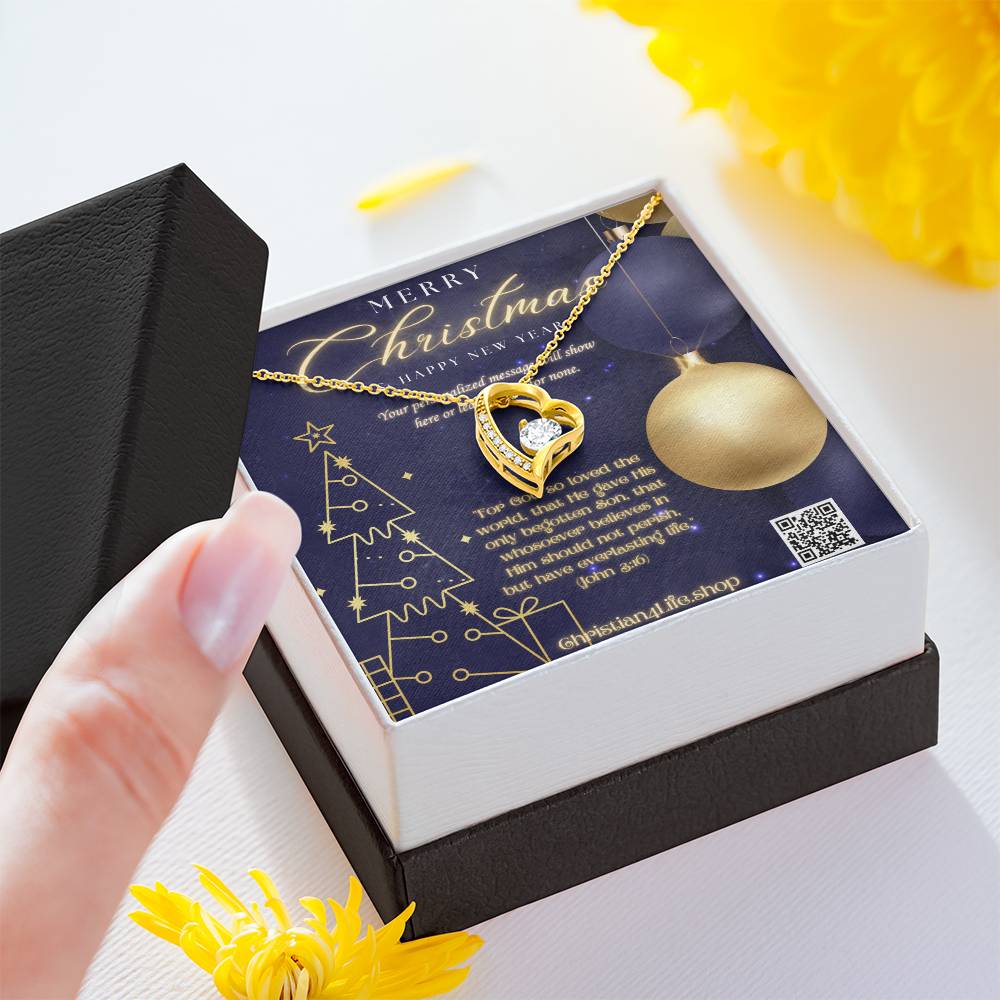 Forever Love Necklace with Christmas insert and optional custom message - Jewelry
