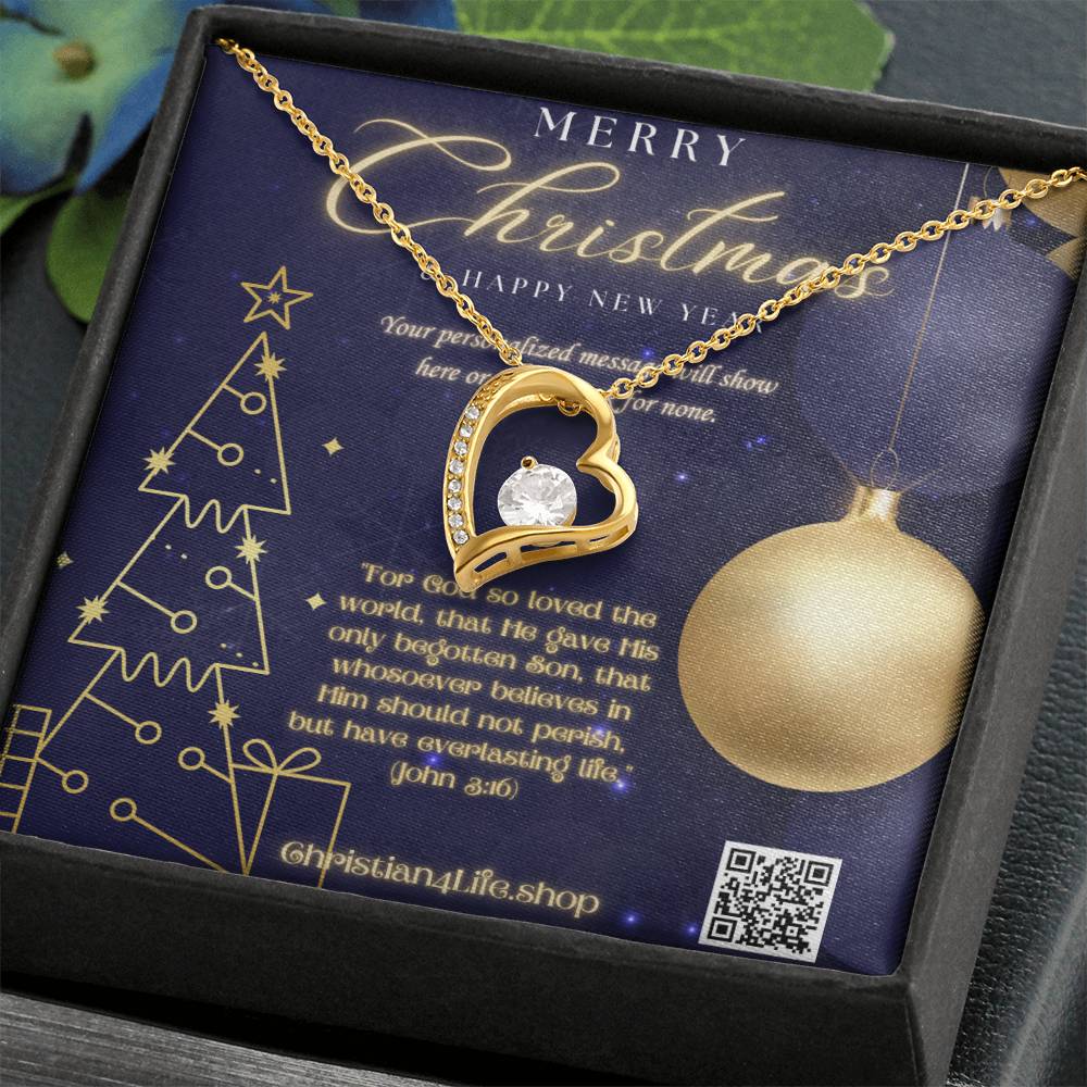 Forever Love Necklace with Christmas insert and optional custom message - Jewelry