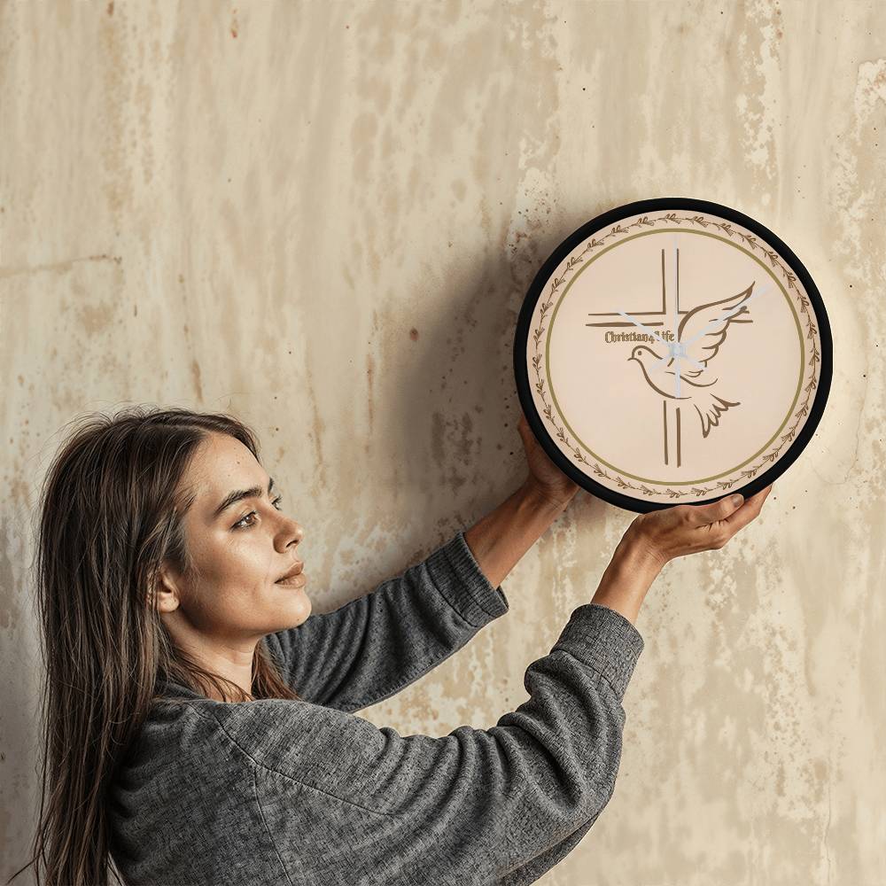Christian4Life Cross and Dove Christian Wooden Frame Clock