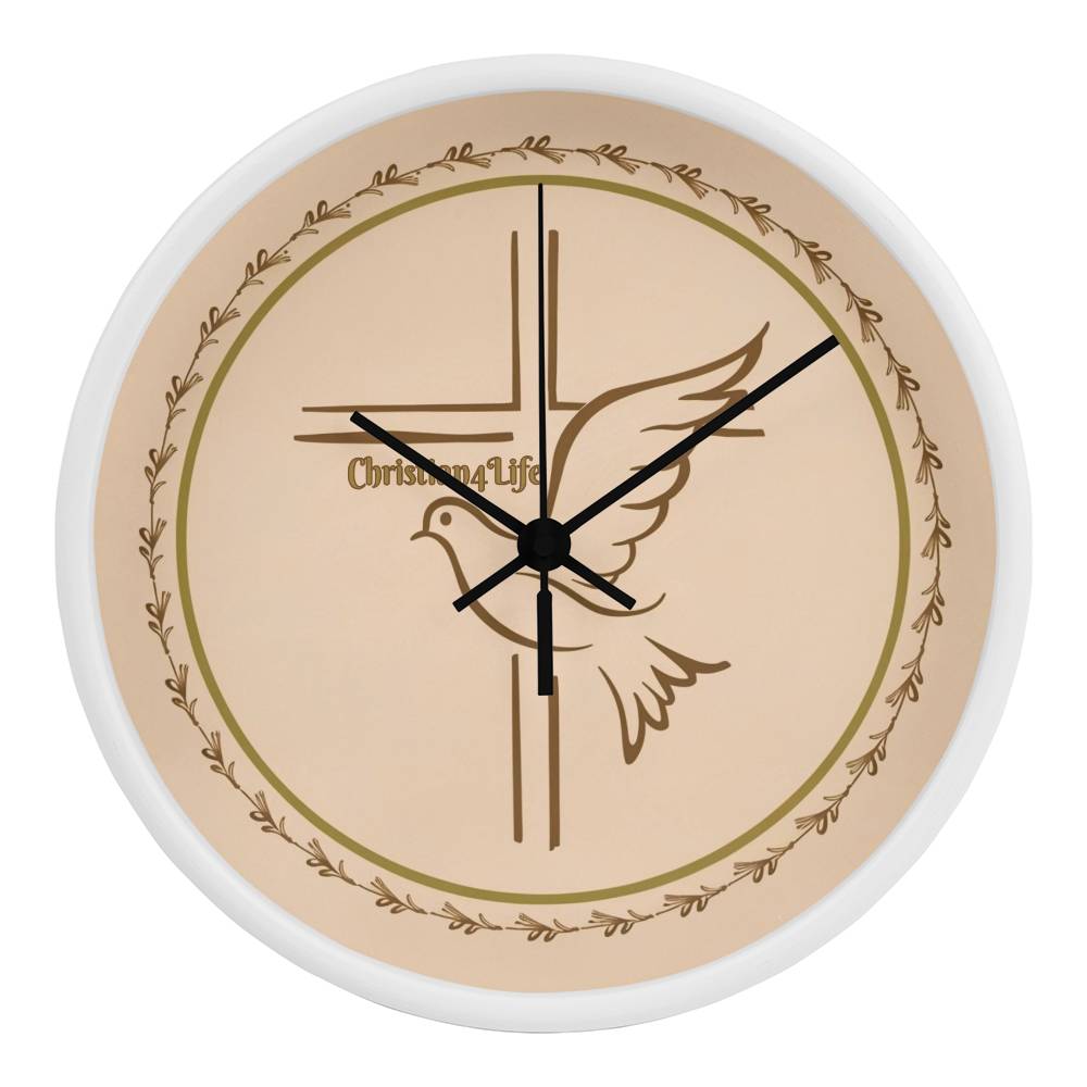 Christian4Life Cross and Dove Christian Wooden Frame Clock - White / Black - Clocks