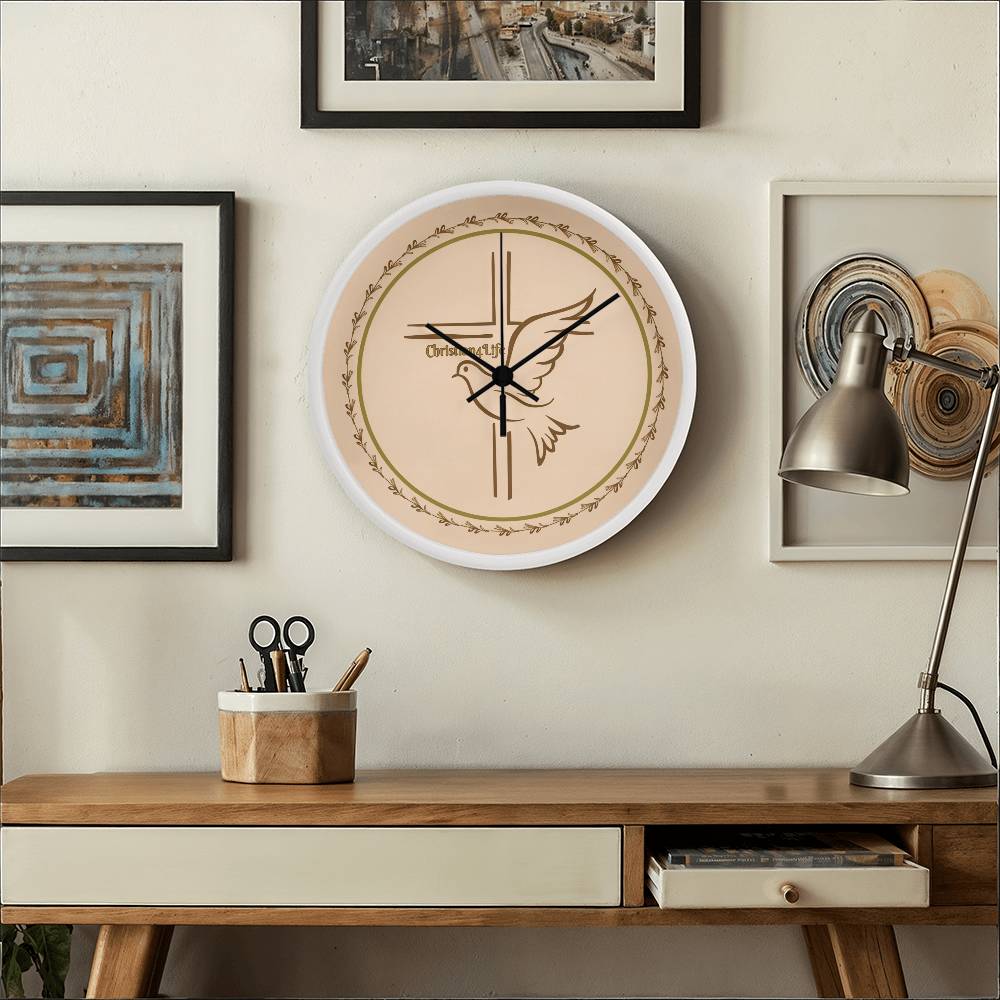 Christian4Life Cross and Dove Christian Wooden Frame Clock - Clocks