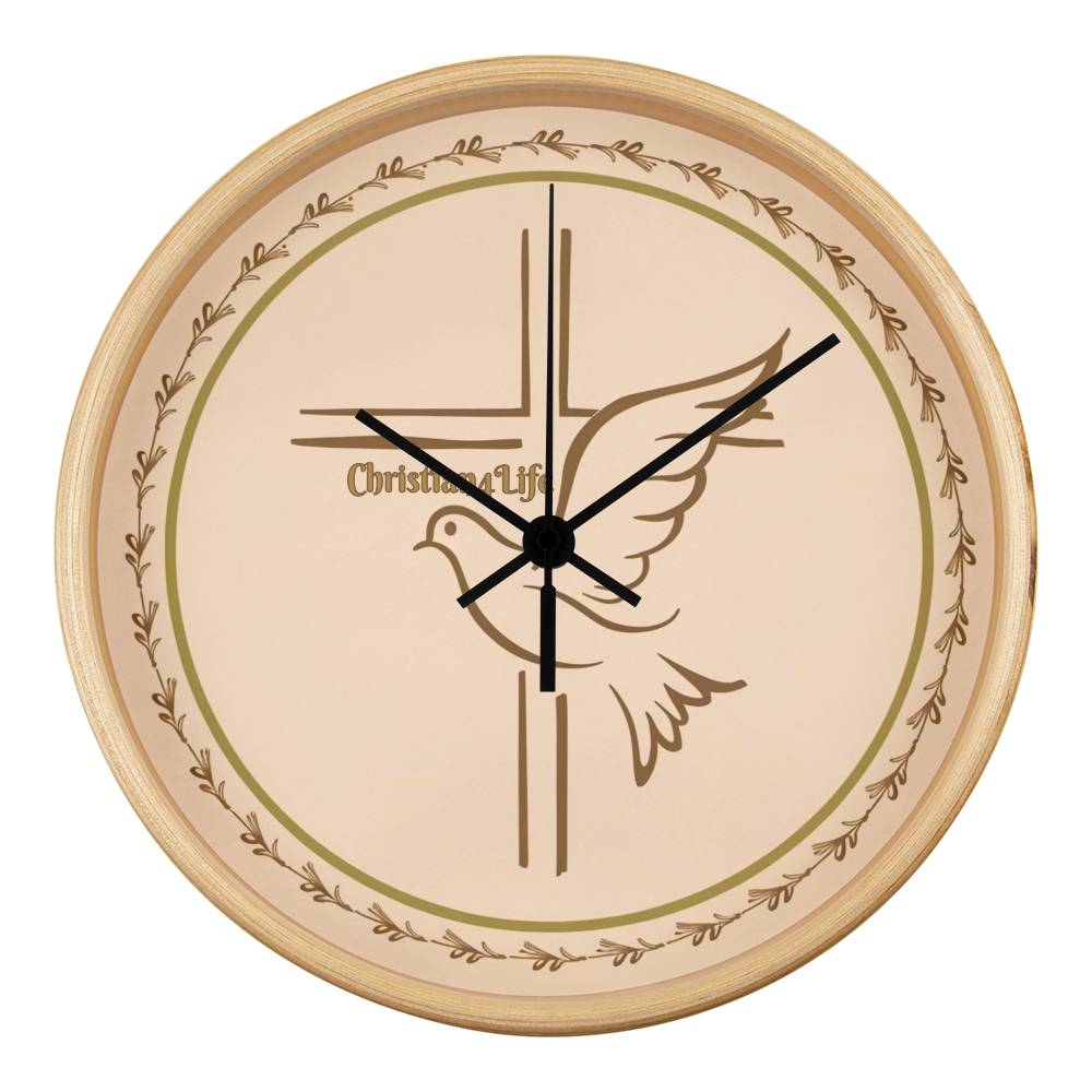 Christian4Life Cross and Dove Christian Wooden Frame Clock - Natural / Black - Clocks