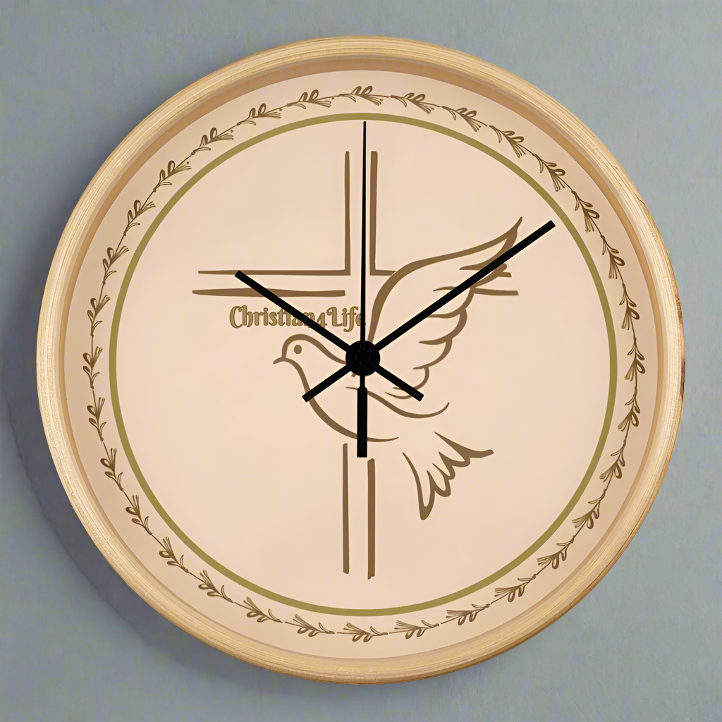 Christian4Life Cross and Dove Christian Wooden Frame Clock - Clocks