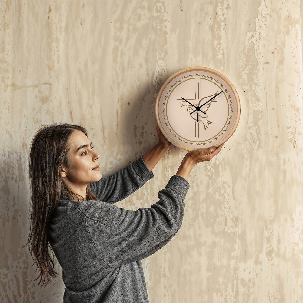 Christian4Life Cross and Dove Christian Wooden Frame Clock - Clocks
