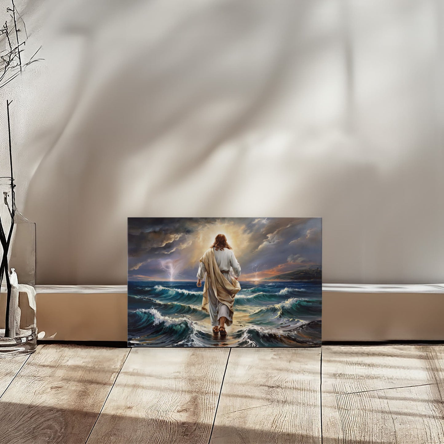 Jesus walking on water gallery-wrapped canvas, Christian Wall Art