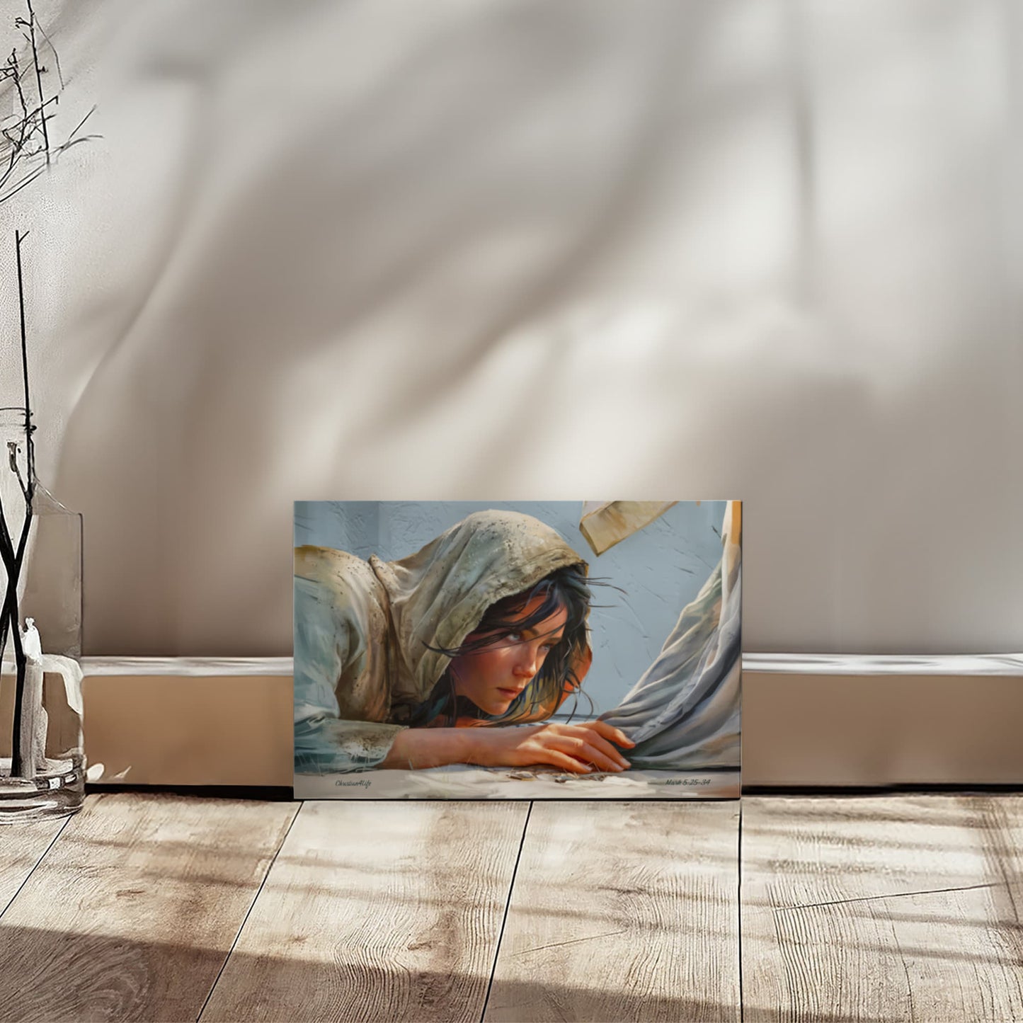 Woman Reaching to Touch the Hem of Jesus' Garment - Christian Gallery Wrapped Canvas Art Print