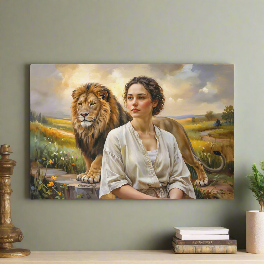 "Behind every Christian woman is the Lion of Judah." - Gallery Wrapped Canvas