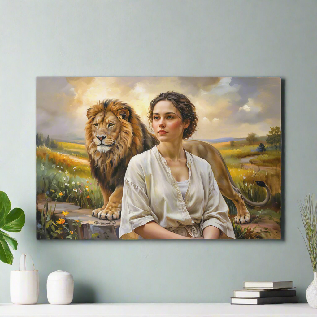 "Behind every Christian woman is the Lion of Judah." - Gallery Wrapped Canvas