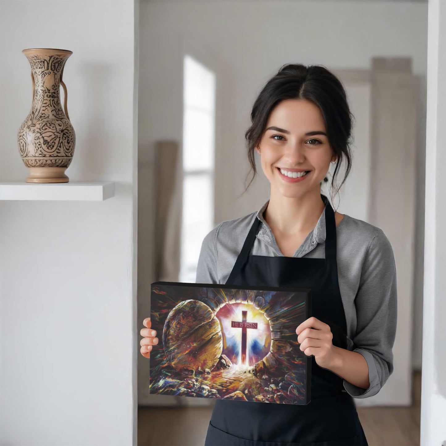 Colorful "He is Risen" Gallery Wrapped Canvas - Jesus Resurrection, Christian Easter Wall Art