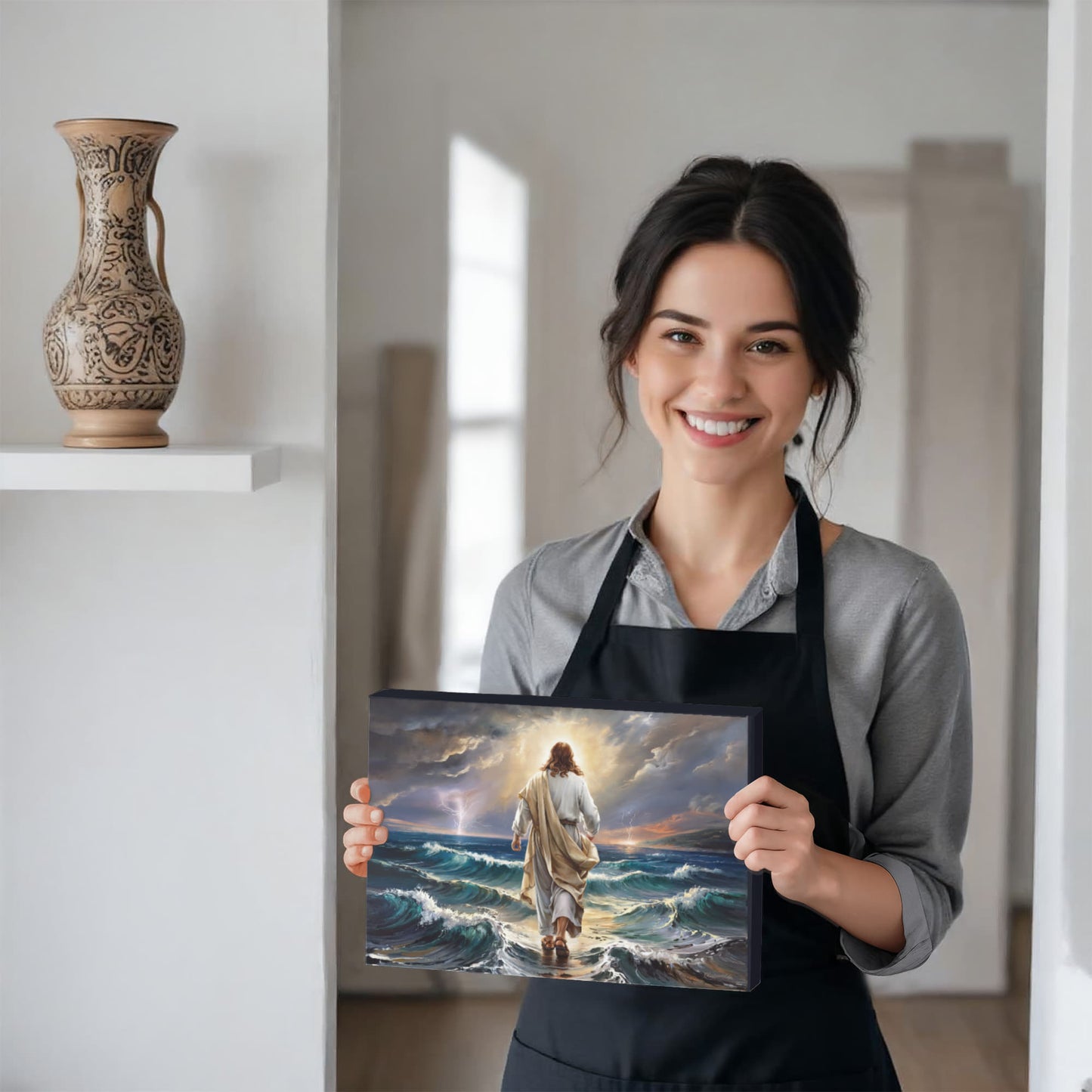 Jesus walking on water gallery-wrapped canvas, Christian Wall Art