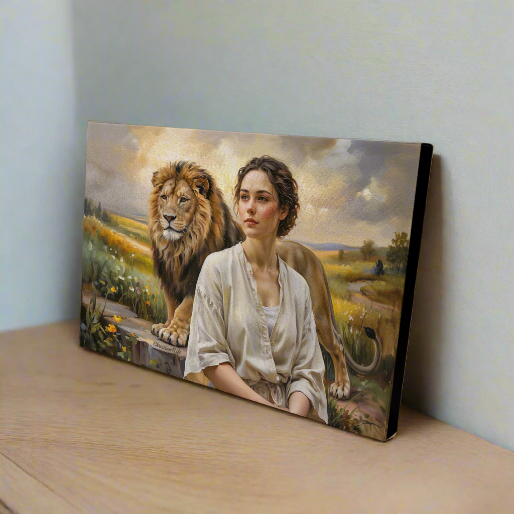 "Behind every Christian woman is the Lion of Judah." - Gallery Wrapped Canvas