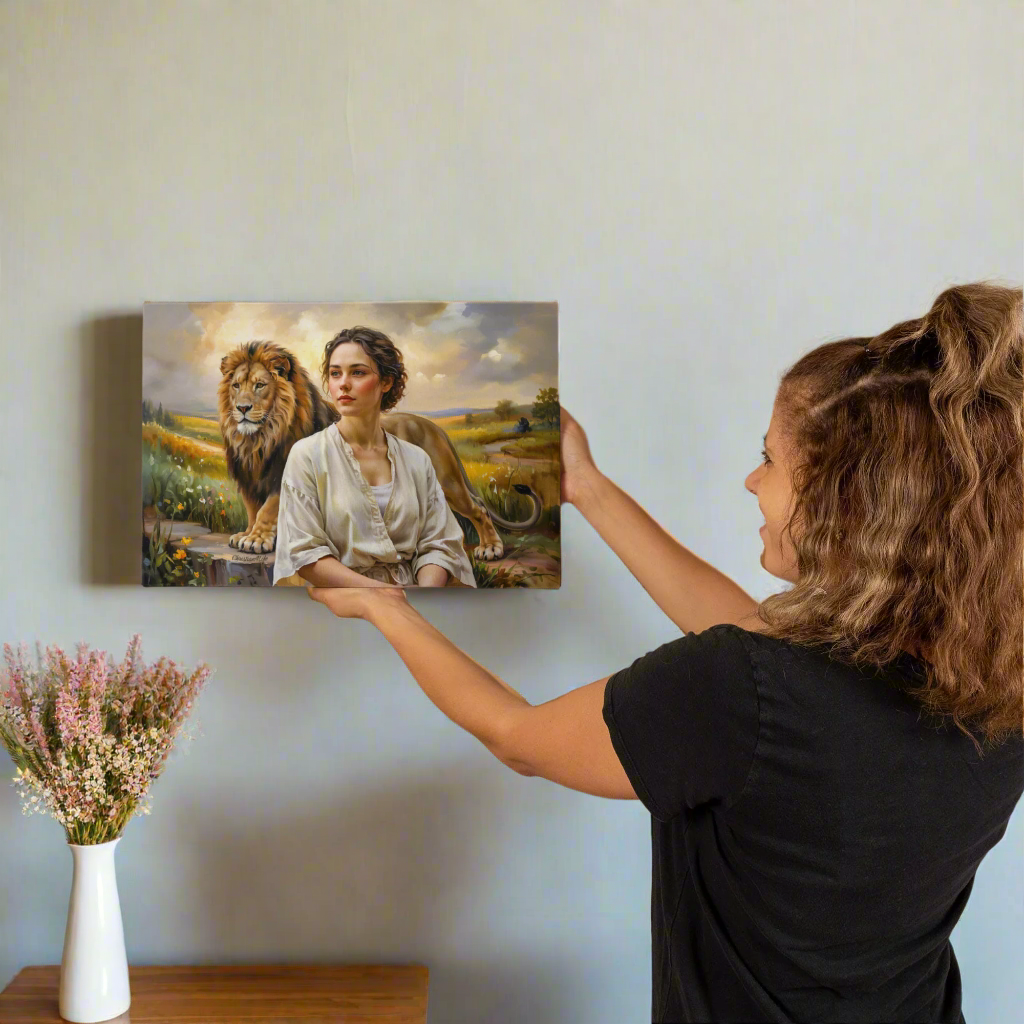 "Behind every Christian woman is the Lion of Judah." - Gallery Wrapped Canvas