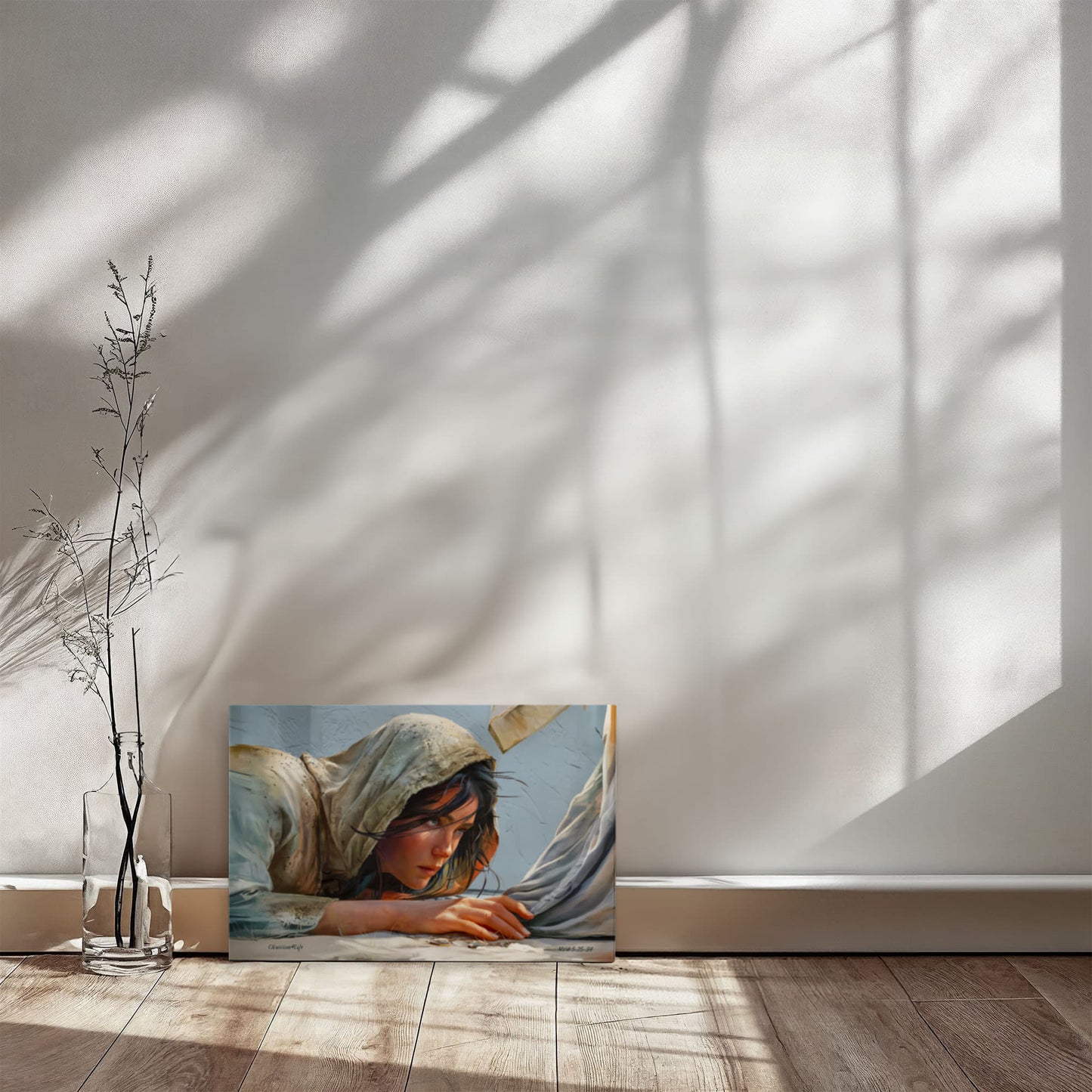 Woman Reaching to Touch the Hem of Jesus' Garment - Christian Gallery Wrapped Canvas Art Print