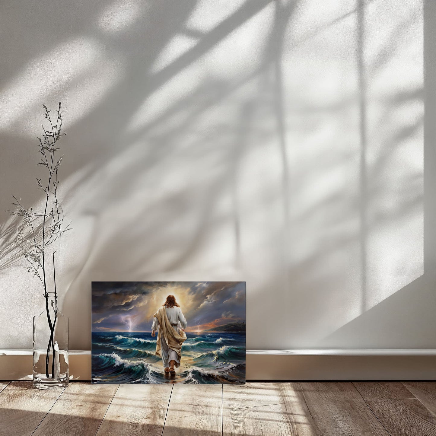 Jesus walking on water gallery-wrapped canvas, Christian Wall Art